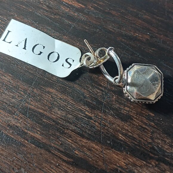 Lagos Sterling Silver Caviar Square Faceted Drop  Earring Regular priceSold Out - Picture 3 of 5